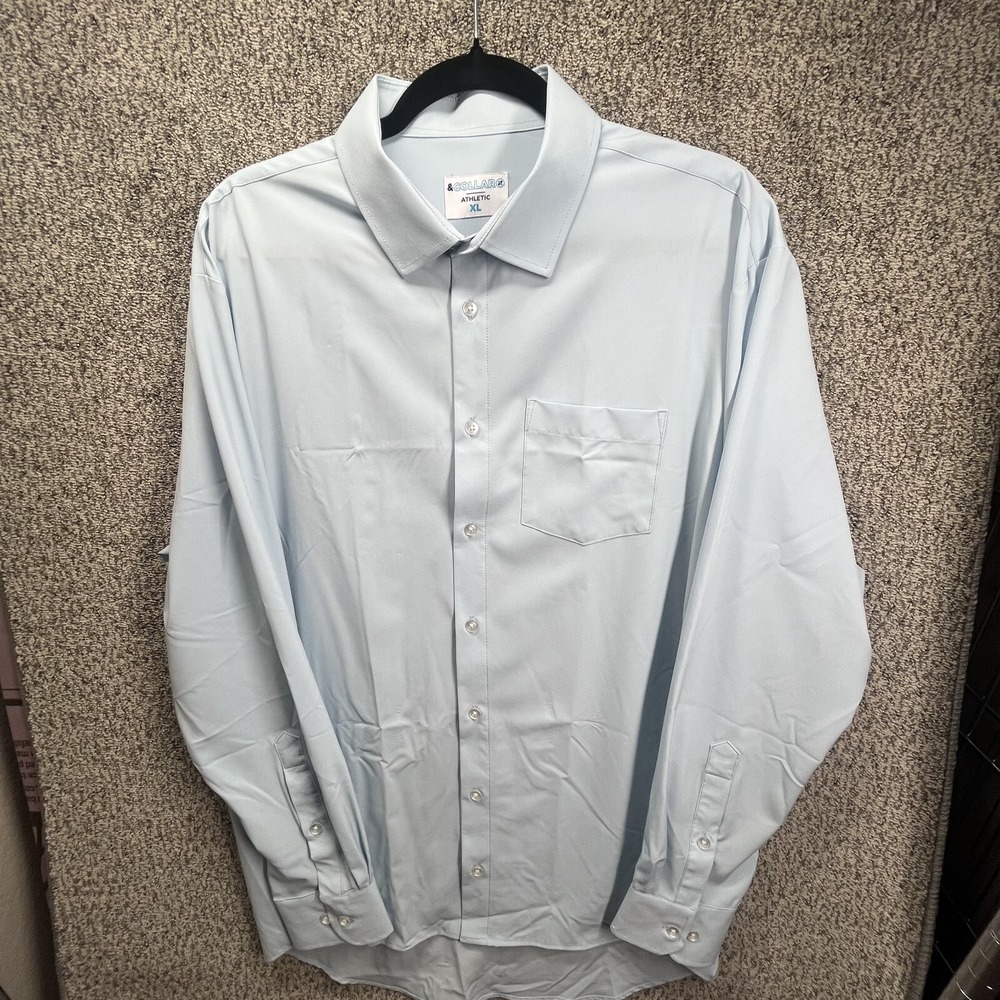&Collaro Athletic Light Blue Performance Dress Shirt Mens XL Breathable Stretch
